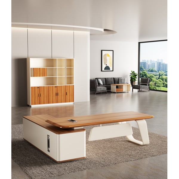 Executive Διευθυντικό Γραφείο Μπεζ με Καρυδί 200x90x75cm